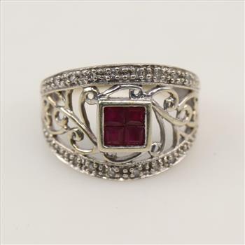 10kt Gold Diamond Ruby Ring