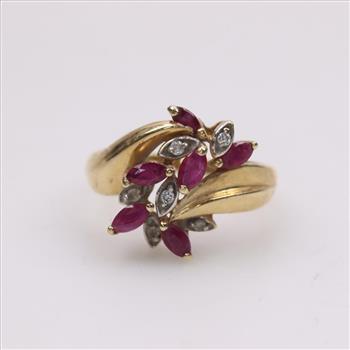 10kt Gold Diamond Ruby Ring