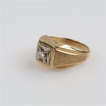 10kt Gold Diamond Signet Ring