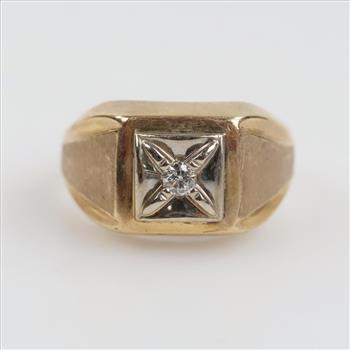 10kt Gold Diamond Signet Ring