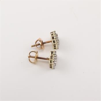 10kt Gold Diamond Square Stud Earrings