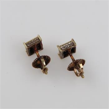 10kt Gold Diamond Square Stud Earrings