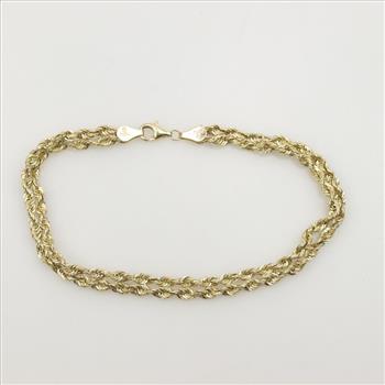 10kt Gold Double Rope Chain Bracelet