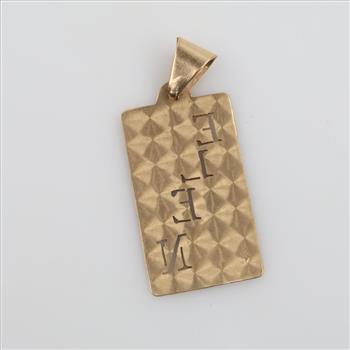 10kt Gold Engraved Tag Pendant