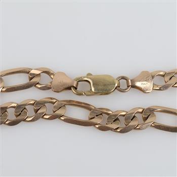10kt Gold Figaro Chain Link Bracelet