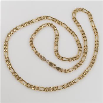 10kt Gold Figaro Link Necklace