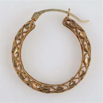 10kt Gold Filigree Hoop Earring