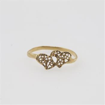 10kt Gold Filigree Two Heart Ring
