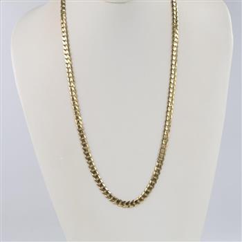 10kt Gold Flat Cuban Link Chain Necklace