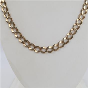 10kt Gold Flat Curb Chain Necklace