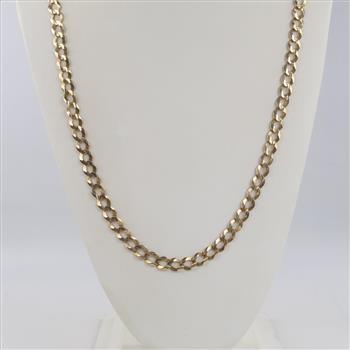 10kt Gold Flat Curb Chain Necklace