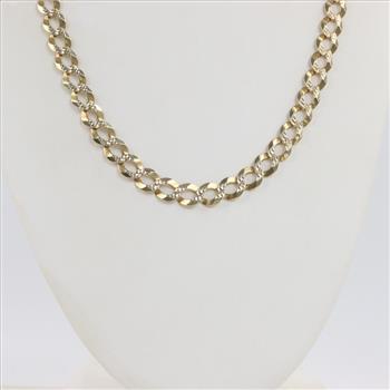 10kt Gold Flat Curb Chain Necklace