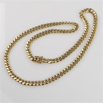 10kt Gold Flat Curb Link Chain Necklace