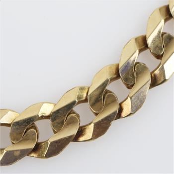 10kt Gold Flat Curb Link Chain Necklace-Evaluated By Our Certified Gemologist-AGS/GIA