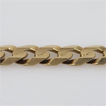 10kt Gold Flat Curb Link Chain Necklace-Evaluated By Our Certified Gemologist-AGS/GIA