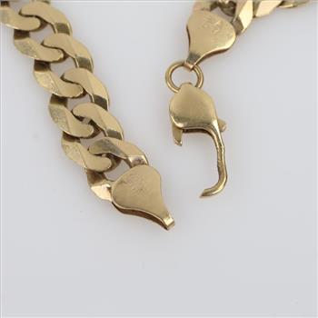 10kt Gold Flat Curb Link Chain Necklace-Evaluated By Our Certified Gemologist-AGS/GIA