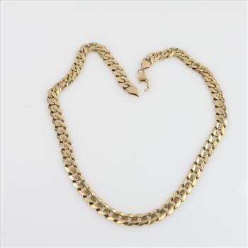 10kt Gold Flat Curb Link Chain Necklace-Evaluated By Our Certified Gemologist-AGS/GIA