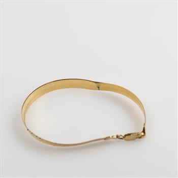 10kt Gold Flat Herringbone Chain Bracelet