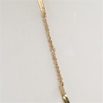 10kt Gold Flat Herringbone Chain Necklace