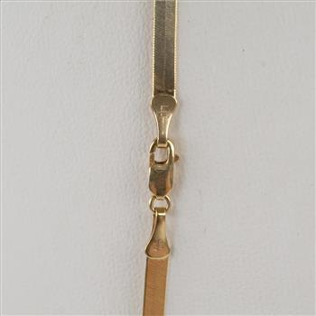 10kt Gold Flat Herringbone Chain Necklace