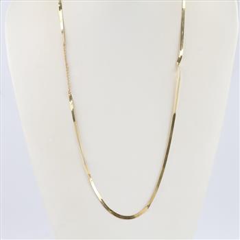 10kt Gold Flat Herringbone Chain Necklace