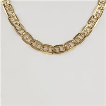 10kt Gold Flat Mariner Link Necklace -Evaluated By Our Certified Gemologist-AGS/GIA