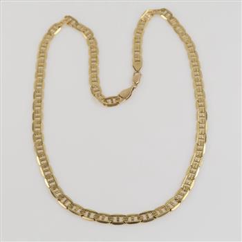 10kt Gold Flat Mariner Link Necklace -Evaluated By Our Certified Gemologist-AGS/GIA