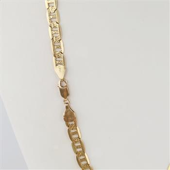 10kt Gold Flat Mariner Link Necklace -Evaluated By Our Certified Gemologist-AGS/GIA