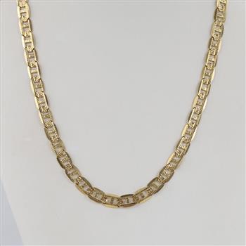 10kt Gold Flat Mariner Link Necklace -Evaluated By Our Certified Gemologist-AGS/GIA