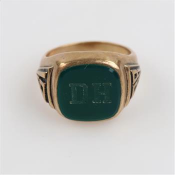 10kt Gold Green Stone Class Ring