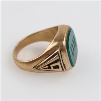 10kt Gold Green Stone Class Ring