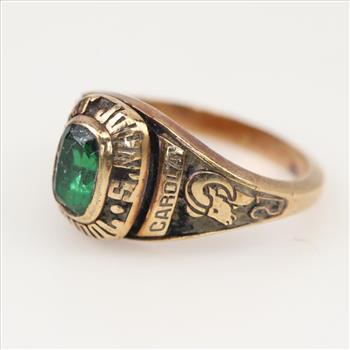 10kt Gold Green Stone Class Ring