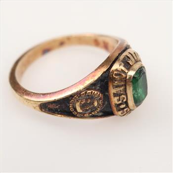 10kt Gold Green Stone Class Ring