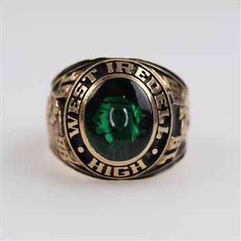 10kt Gold Green Stone Class Ring