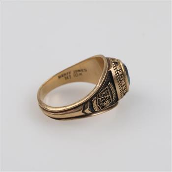 10kt Gold Green Stone Class Ring