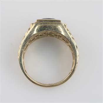 10kt Gold Green Stone Clear Stone Ring