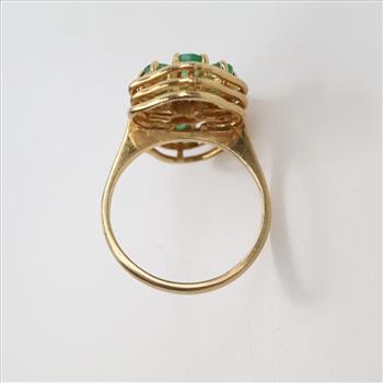 10kt Gold Green Stone Diamond Accent Ring