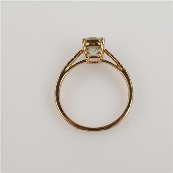 10kt Gold Green Stone Diamond Accent Ring
