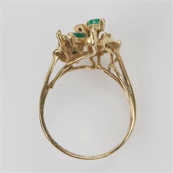 10kt Gold Green Stone Diamond Accent Ring