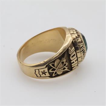 10kt Gold Green Stone Signet Class Ring