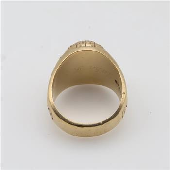 10kt Gold Green Stone Signet Class Ring