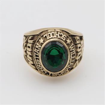10kt Gold Green Stone Signet Class Ring