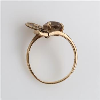 10kt Gold Grey Stone Religious Charm Ring