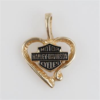 10kt Gold Harley Davidson Heart Pendant