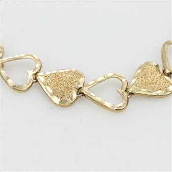10kt Gold Heart Link Bracelet