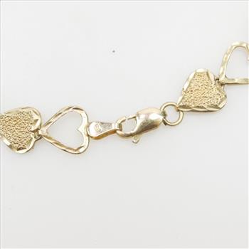 10kt Gold Heart Link Bracelet