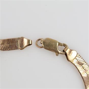 10kt Gold Herringbone Chain Link Bracelet