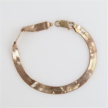 10kt Gold Herringbone Chain Link Bracelet