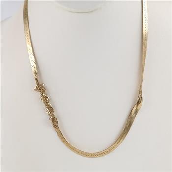 10kt Gold Herringbone Chain Link Necklace