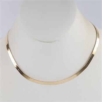 10kt Gold Herringbone Chain Necklace